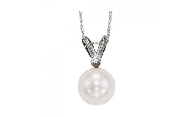 Gems One 14Kt White Gold Diamond (1/50Ctw) & Pearl (1/2 Ctw) Pendant - PPD8.00AAA-4W