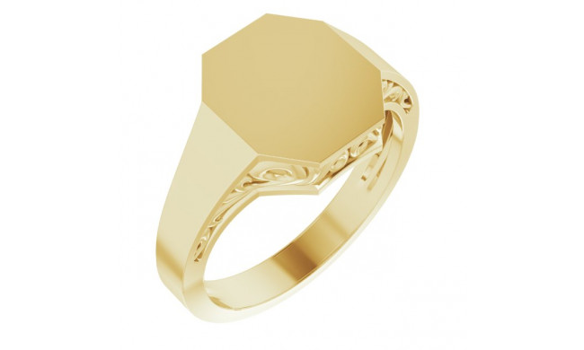 14K Yellow 13x12 mm Octagon Signet Ring - 9842102P