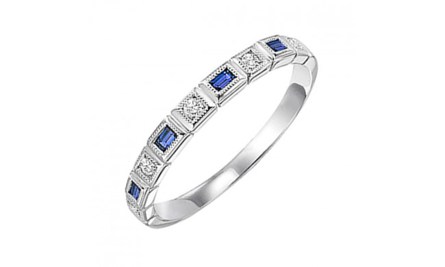 Gems One 14Kt White Gold Diamond (1/12Ctw) & Sapphire (1/8 Ctw) Ring - FR1068-4WD