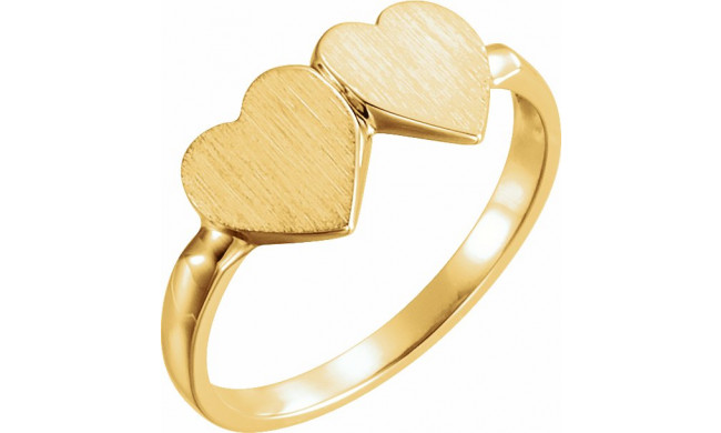 14K Yellow 13.8x7 mm Double Heart Signet Ring - 41934652P