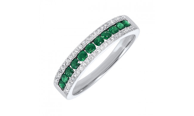 Gems One 14Kt White Gold Diamond (1/8Ctw) & Emerald (1/2 Ctw) Ring - RG10636-4WBE