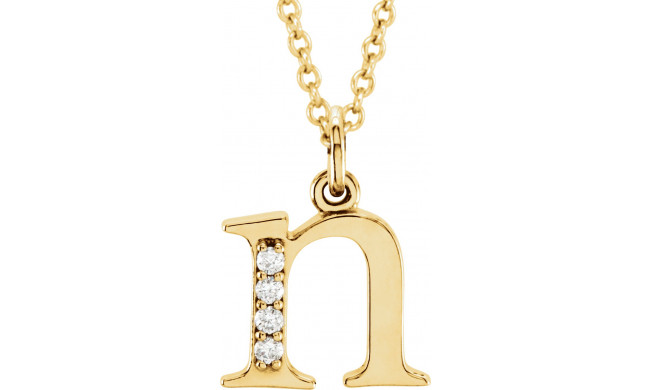 14K Yellow .02 CTW Diamond Lowercase Initial n 16 Necklace - 8580360040P