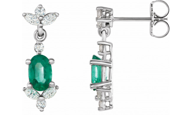 14K White Emerald &  1/3 CTW Diamond Earrings - 869896010P