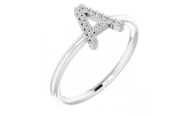 14K White .06 CTW Diamond Initial A Ring - 1238346000P