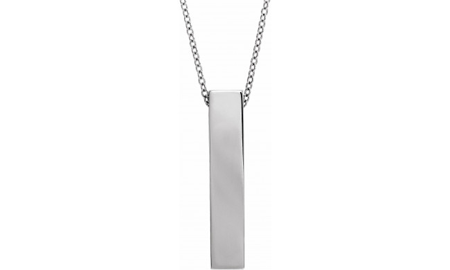 14K White Sculptural Bar 16-18 Necklace - 86980201P