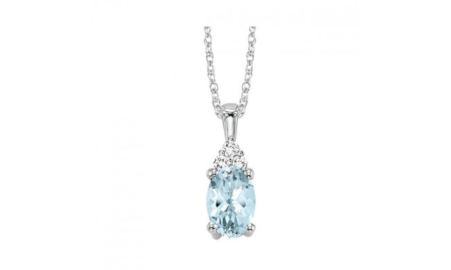 Gems One 10Kt White Gold Diamond (1/50Ctw) & Aquamarine (1/2 Ctw) Pendant - FP4021-1WDA