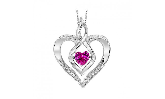 Gems One Silver Diamond (1/50 Ctw) & Created Pink Tourmaline (1/4 Ctw) Pendant - ROL1165PT