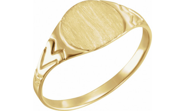 14K Yellow 6 mm Round Youth Signet Ring - 19311124378P