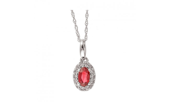 Gems One 10Kt White Gold Diamond (1/10Ctw) & Ruby (1/3 Ctw) Pendant - PD35153-1WDR