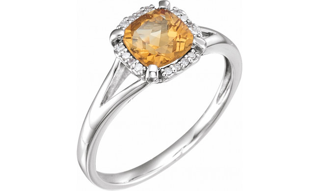 14K White Citrine & .05 CTW Diamond Ring - 65195260011P