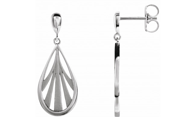 14K White Geometric Dangle Earrings - 87074600P