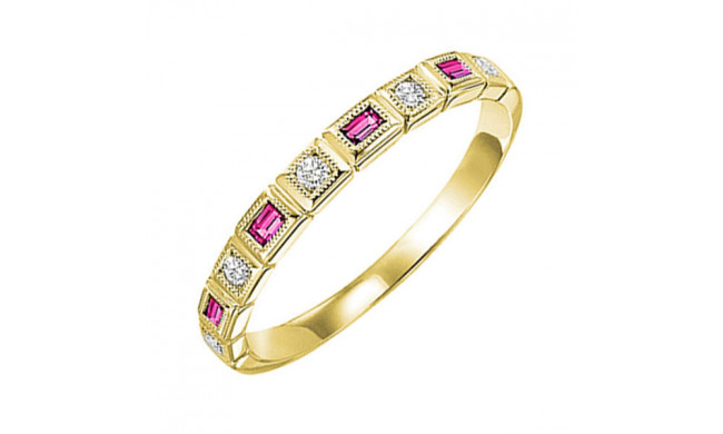 Gems One 14Kt Yellow Gold Diamond (1/10Ctw) & Pink Sapphire (1/6 Ctw) Ring - FR1067-4YD