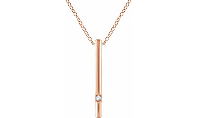 14K Rose .015 CT Diamond Bar 16-18 Necklace - 65221960002P