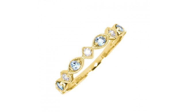 Gems One 14Kt Yellow Gold Diamond (1/20Ctw) & Aquamarine (1/6 Ctw) Ring - FR1272-4YD