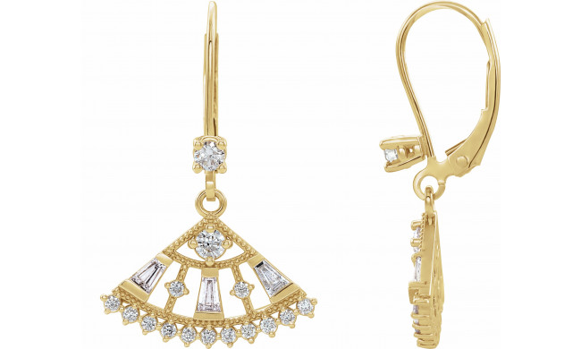 14K Yellow 3/4 CTW Diamond Lever Back Fan Earrings - 86963601P