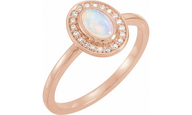 14K Rose Opal & .08 CTW Diamond Halo-Style Ring - 71821632P