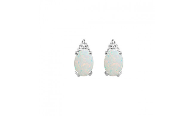 Gems One 10Kt White Gold Diamond (1/20Ctw) & Opal (5/8 Ctw) Earring - FE4028-1WDO