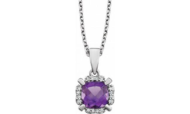 14K White Amethyst & .05 CTW Diamond 18 Necklace - 65195360002P
