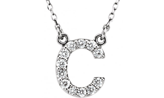 14K White Initial C 1/8 CTW Diamond 16 Necklace - 67311102P