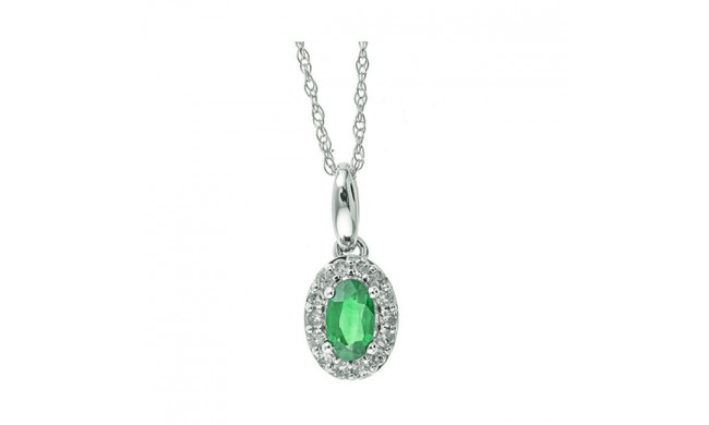 Gems One 10Kt White Gold Diamond (1/10Ctw) & Emerald (1/3 Ctw) Pendant - PD35153-1WDE