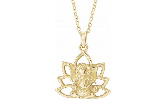 14K Yellow Ganesha 16-18 Necklace - 86942107P