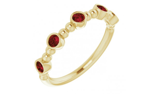 14K Yellow Stackable Mozambique Garnet Bead Ring - 71991606P