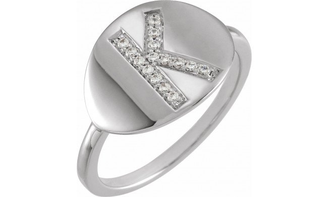 14K White Initial K 1/10 CTW Diamond Ring - 653628631P