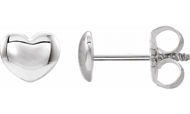 14K White 5.9x5.4 mm Youth Puffed Heart Earrings - 192034600P