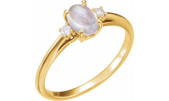 14K Yellow Rainbow Moonstone & .06 CTW Diamond Ring - 71811601P