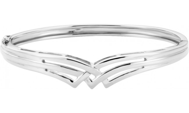 14K White Hinged Bangle Bracelet - BRC353886P