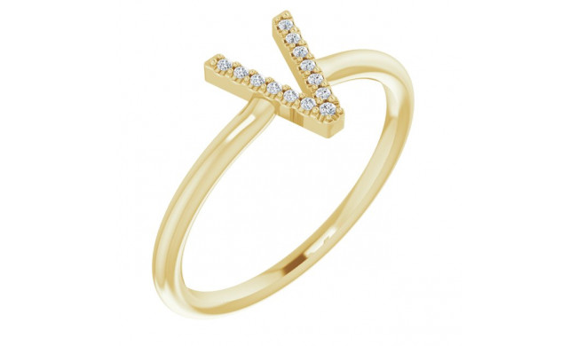 14K Yellow .04 CTW Diamond Initial V Ring - 1238346106P