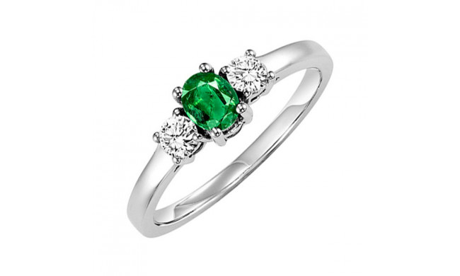 Gems One 14Kt White Gold Diamond (1/4Ctw) & Emerald (3/8 Ctw) Ring - HDR1025-4WCE