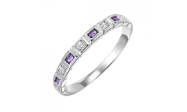 Gems One 10Kt White Gold Diamond (1/10Ctw) & Amethyst (1/8 Ctw) Ring - FR1202-1WD