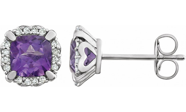 14K White Amethyst & 1/10 CTW Diamond Earrings - 65195460002P