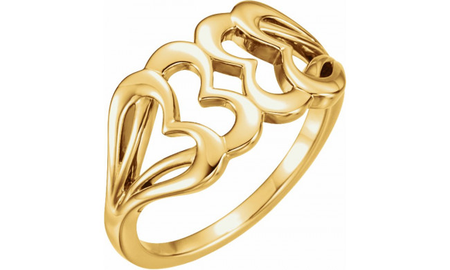 14K Yellow Heart Ring - 51576102P