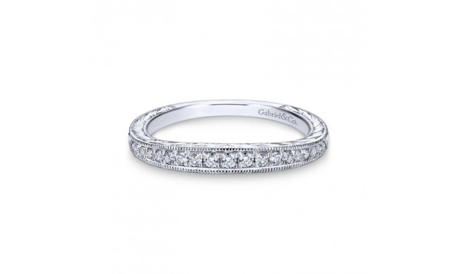 Gabriel & Co. 14k White Gold Victorian Diamond Wedding Band - WB12282R3W44JJ