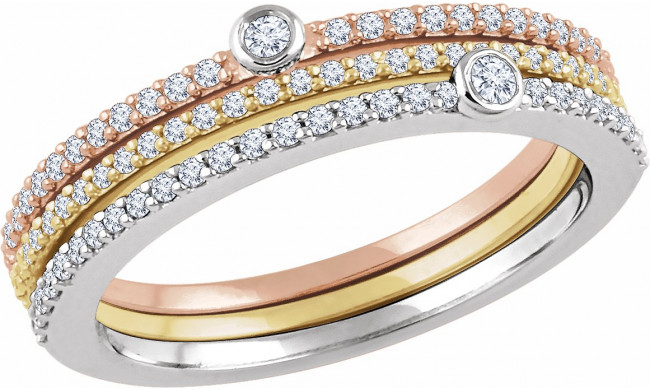 14K White/Yellow/Rose 3/8 CTW Diamond Stackable Rings - Set of 3 - 65197460000P