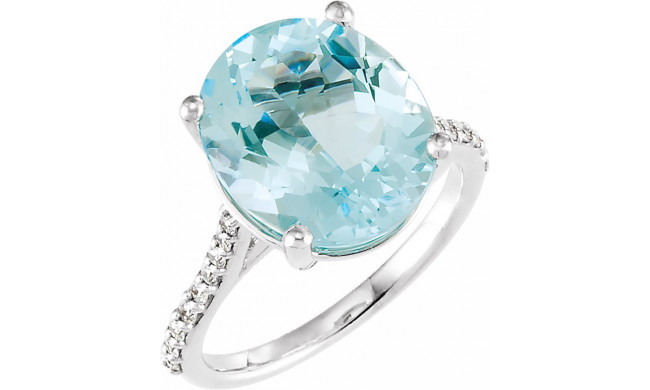 14K White Sky Blue Topaz & 1/4 CTW Diamond Ring - 71722602P