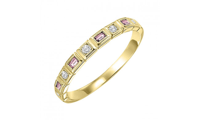 Gems One 10Kt Yellow Gold Diamond (1/10Ctw) & Pink Tourmaline (1/6 Ctw) Ring - FR1199-1YD