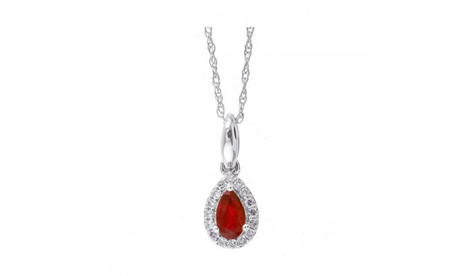 Gems One 10Kt White Gold Diamond (1/20Ctw) & Ruby (1/5 Ctw) Pendant - PD35152-1WDR