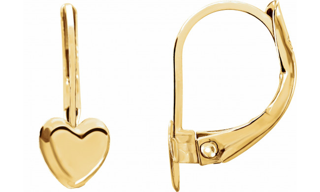 14K Yellow Heart Lever Back Earrings - 19113124315000P