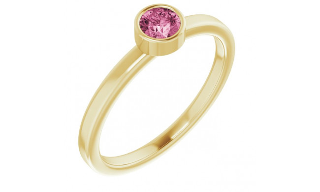 14K Yellow 4 mm Round Pink Tourmaline Ring - 718066025P