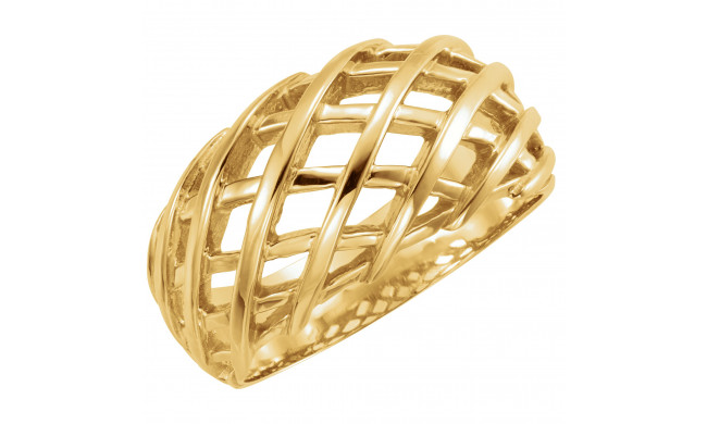 14K Yellow 11 mm Latticework Dome Ring - 544525208P