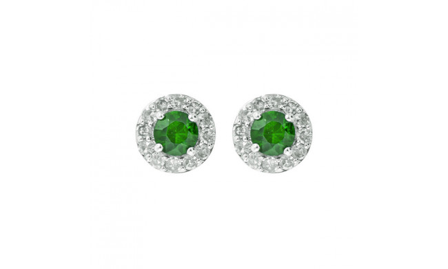 Gems One 10Kt White Gold Diamond (1/6Ctw) & Emerald (1/3 Ctw) Earring - ER31975-1WDE