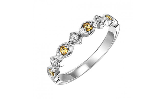 Gems One 10Kt White Gold Diamond (1/20Ctw) & Citrine (1/6 Ctw) Ring - FR1216-1WD