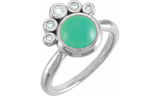 14K White Chrysoprase & 1/8 CTW Diamond Ring - 72052615P