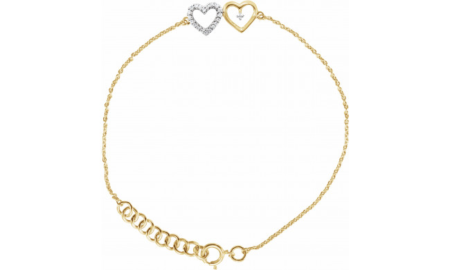 10K Yellow .07 CTW Diamond Double Heart 7 Bracelet - 65269060000P