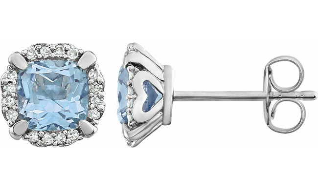 14K White Sky Blue Topaz & 1/10 CTW Diamond Earrings - 65195460012P