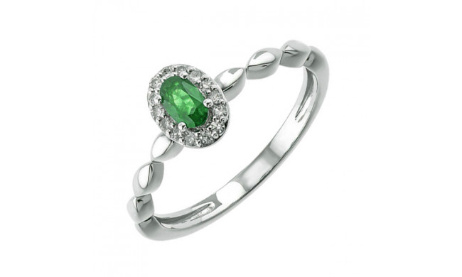 Gems One 10Kt White Gold Diamond (1/12Ctw) & Emerald (1/3 Ctw) Ring - RG87014-1WDE