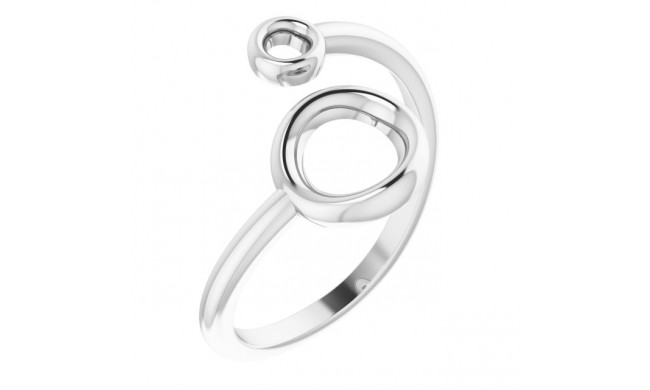 14K White Double Circle Bypass Ring - 51740101P